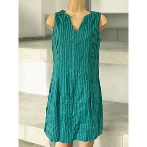 Hatley Textured Striped Teal Green Sleeveless Dress - Size 4